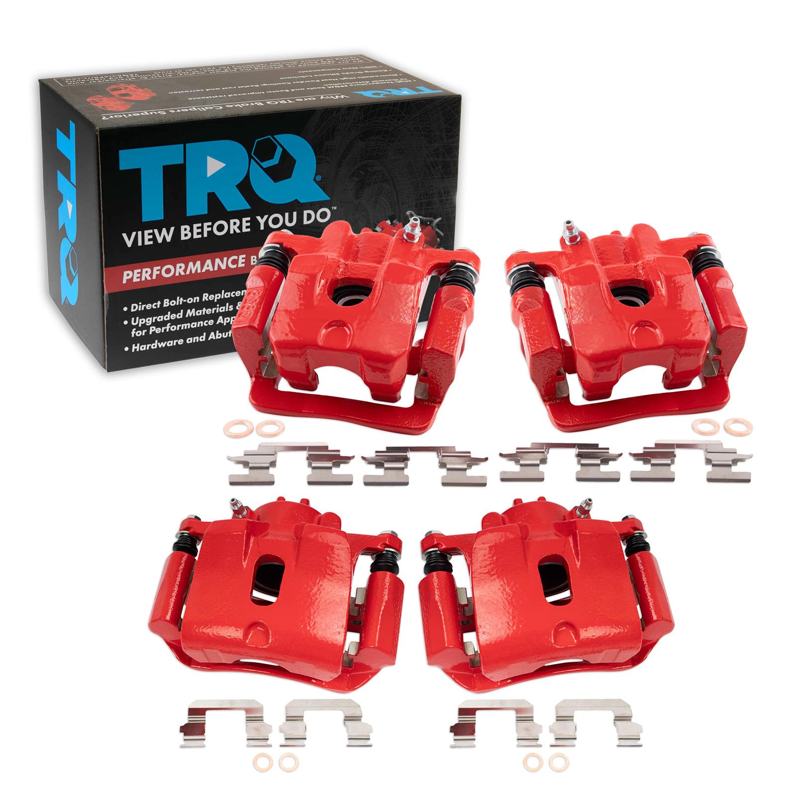 TRQ Performance Front and Rear Brake Caliper Set Brackets Coated Compatible with 2003-2008 Honda Pilot