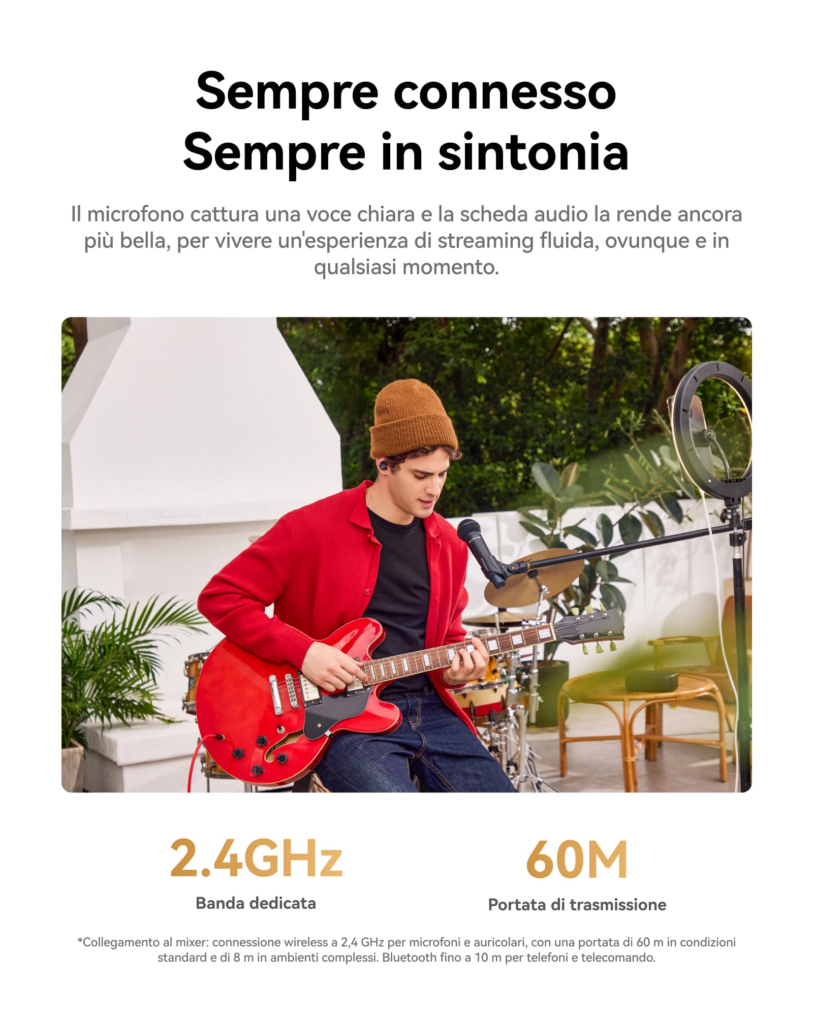 Hollyland MELO P1 Solo: Sistema Microfono Wireless All-in-One con Mixer Audio, Cancellazione Rumore AI, Oltre 100 Preset & 9 Effetti Studio per Registrazione Musicale, Podcast e Streaming