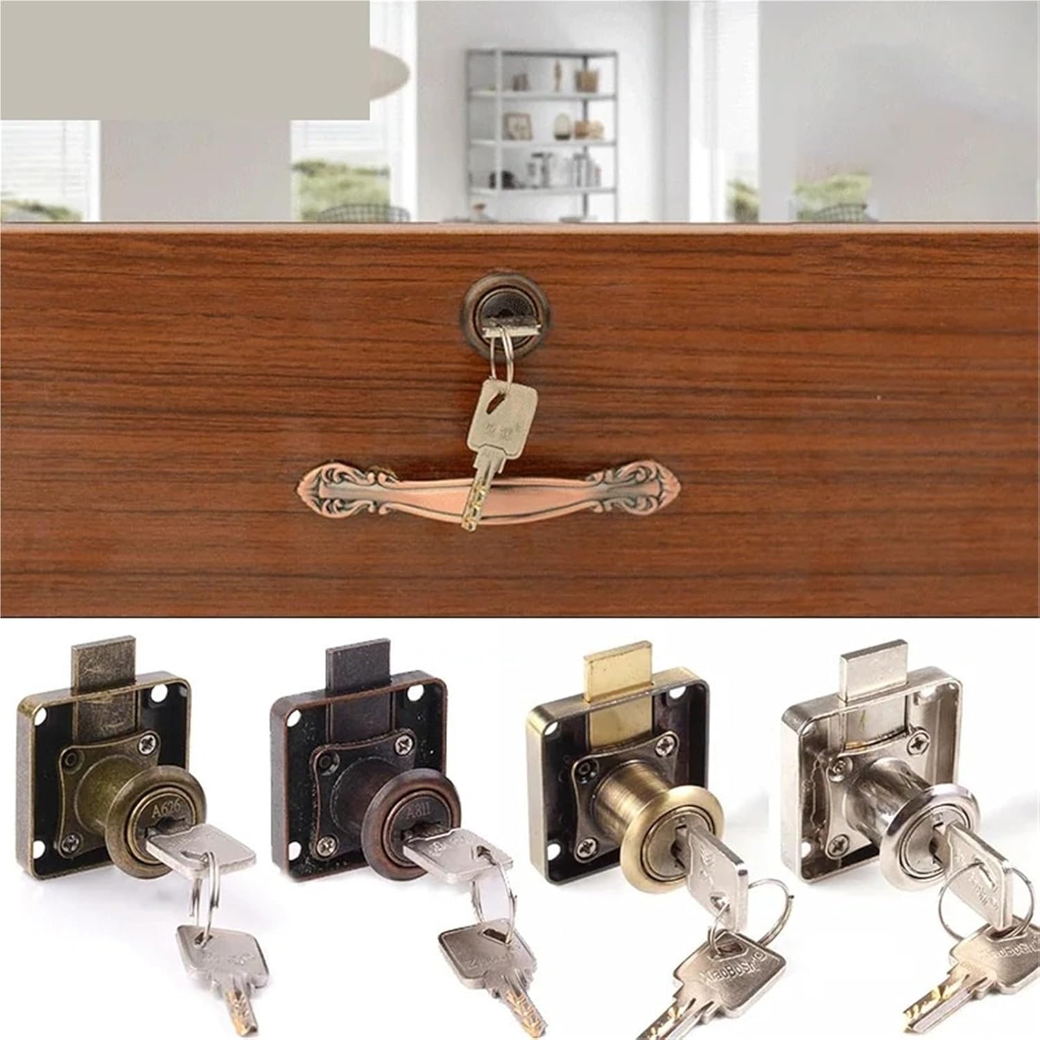 Drawer Lock Bronze with 2 Computer Keys 22 32mm Keyed Different Furniture Hardware MMS386 1Pcs(1 pcs NO 06)