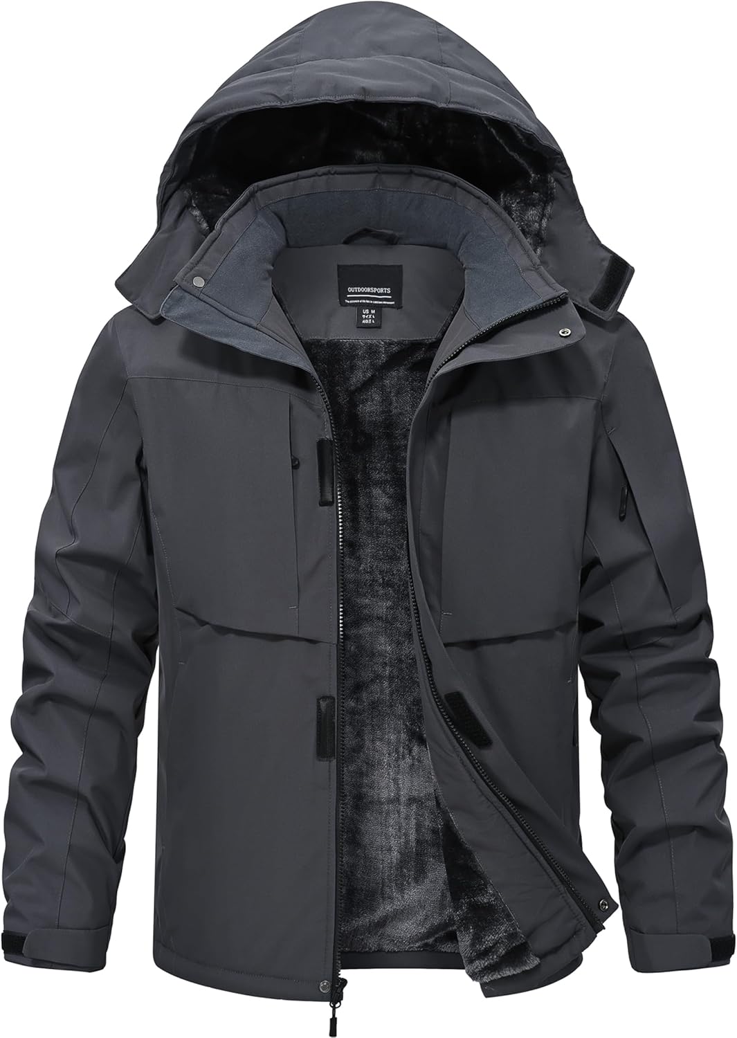 Mens Winter Snow Jacket Waterproof Ski Jackets Snowboard Rain Warm Coat Insulated Hood Fleece Lined