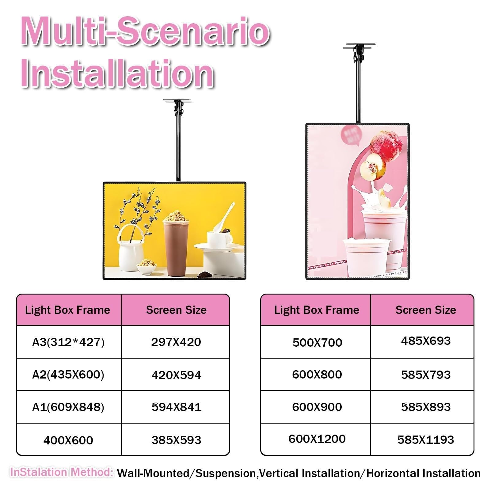Caja de luz LED iluminada en 3D con marco de aluminio – Exhibición de póster montado en la pared para restaurante, bar, cafetería, centro comercial, menú y letrero publicitario
