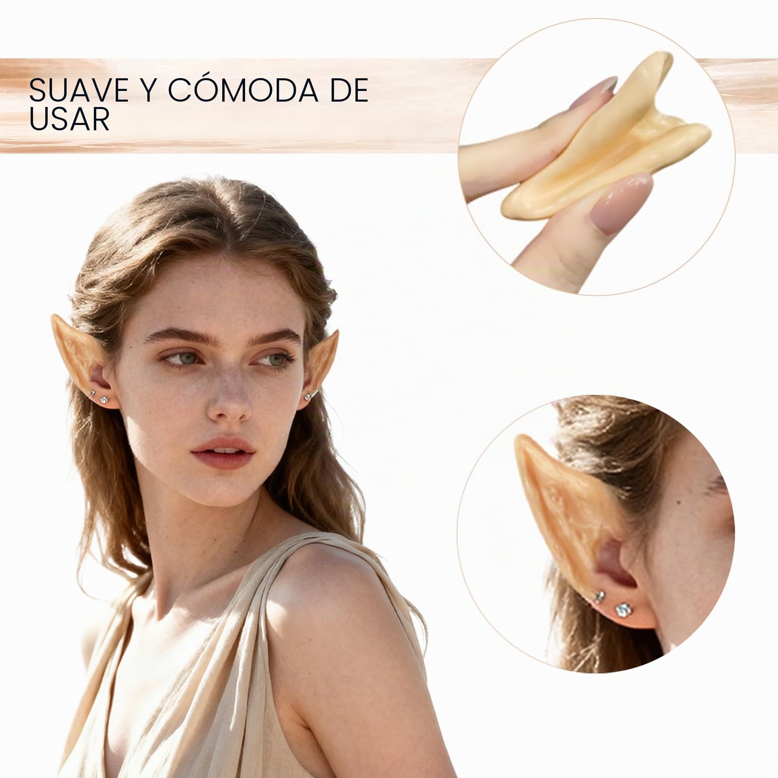 6 Pares De Orejas De Elfo De Látex – Accesorios De Disfraz Para Halloween, Cosplay Y Carnaval, Adultos Y Niños, Beige
