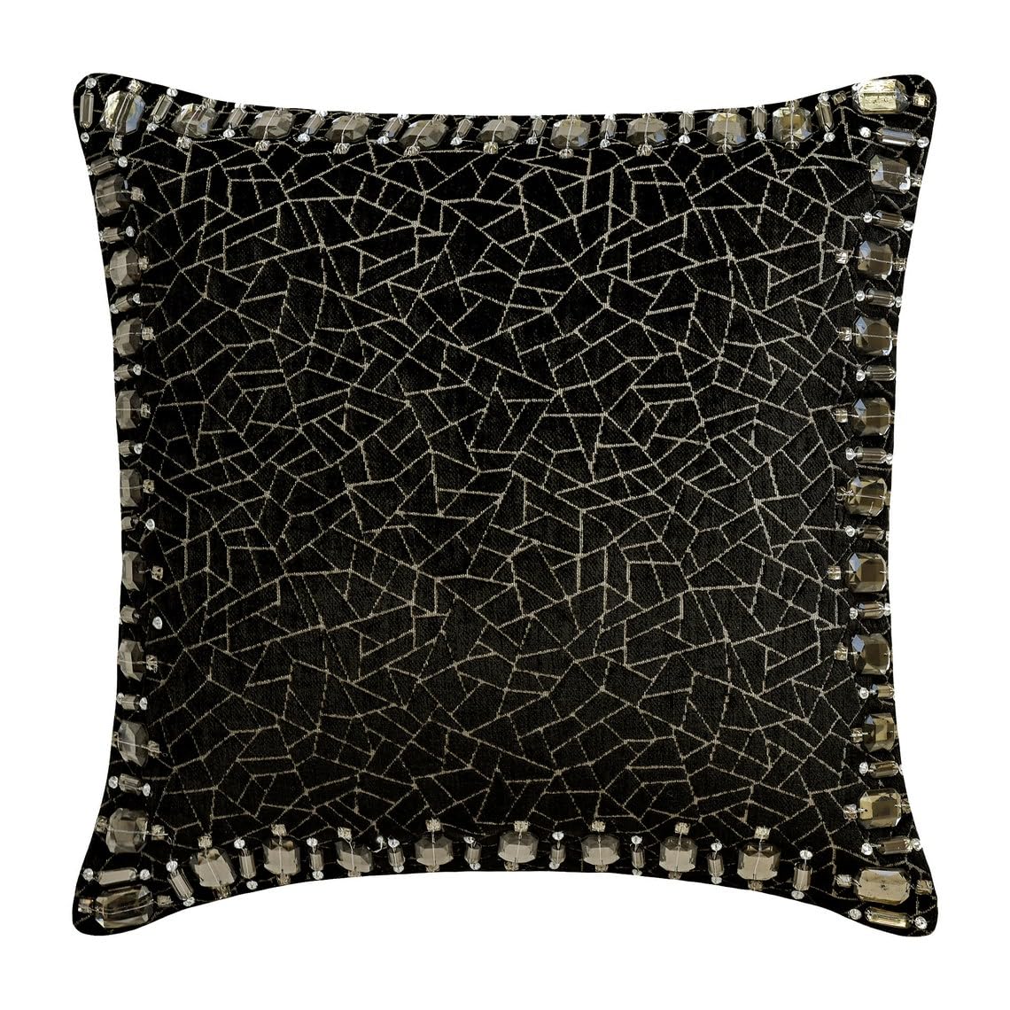 The HomeCentric Black Euro Sham Pack of 2, 65x65 cm (26"x26"), Velvet Crystals Euro Sham, Home Décor Square Throw Euro Pillow Sham, Patchwork Modern Style - Crystal Black Mosaic — image 1
