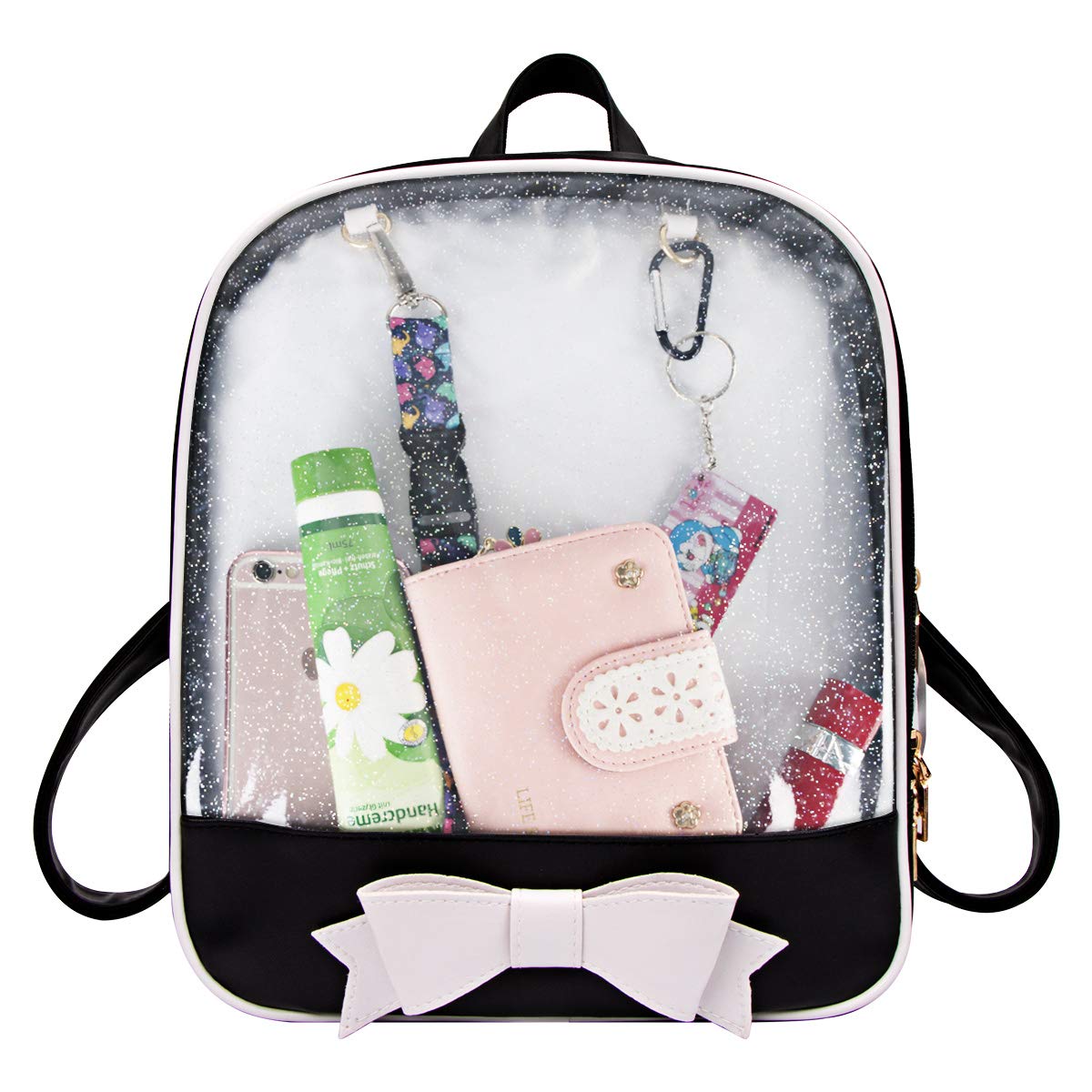 PG6 FF1 Candy Leather Bow Backpack Clear Beach Girls Bag Ita Bag