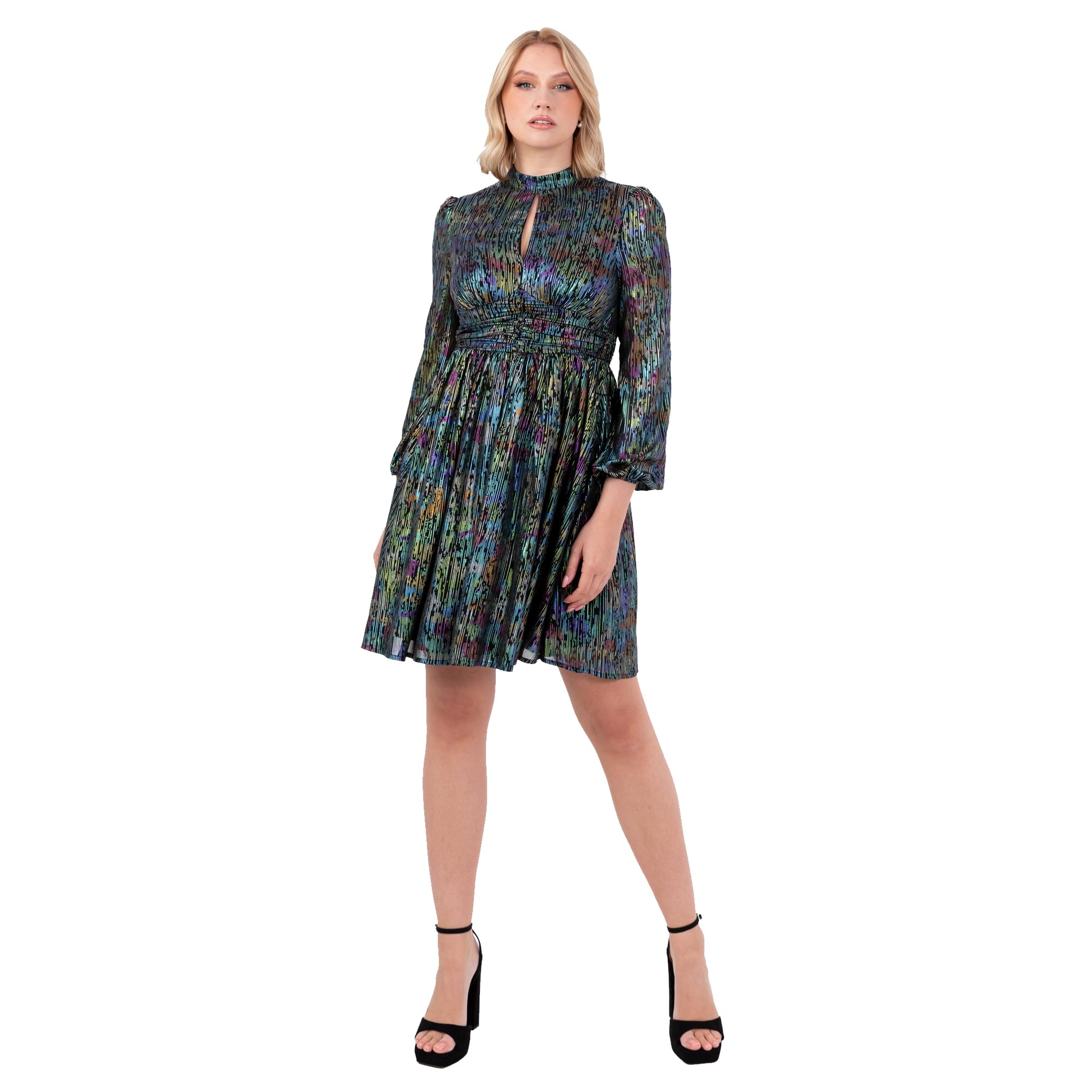 sachin and babi light blue dress Black Shirred Chiffon Knee Dress
