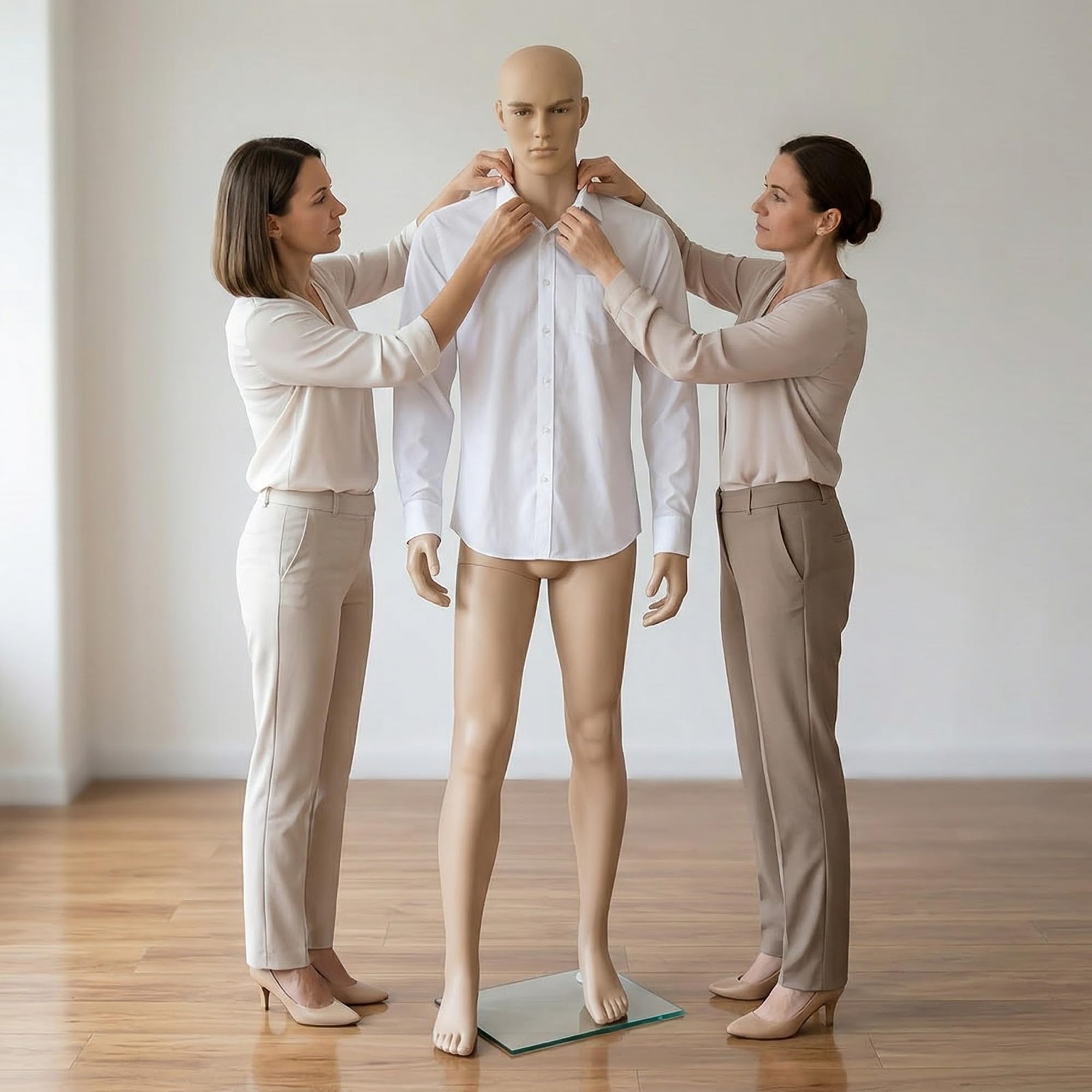 Mucola Schaufensterpuppe Mann 185 cm – Männliche Schneiderpuppe mit beweglichen Gelenken – Realistische Schaufensterfigur Herren-Mannequin mit Glas-Standplatte – Abnehmbarer Kopf & Arme
