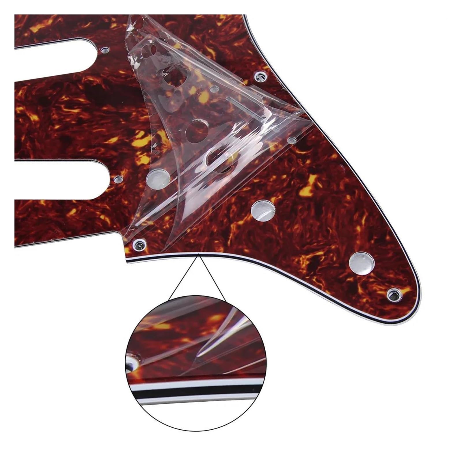 maskownica do gitary Zestaw części gitarowych Vintage 8 otworów ST Guitar Pickguard SSS Pick Scratch Plate + Back Plate + Screws(Red Tortoise Shell)