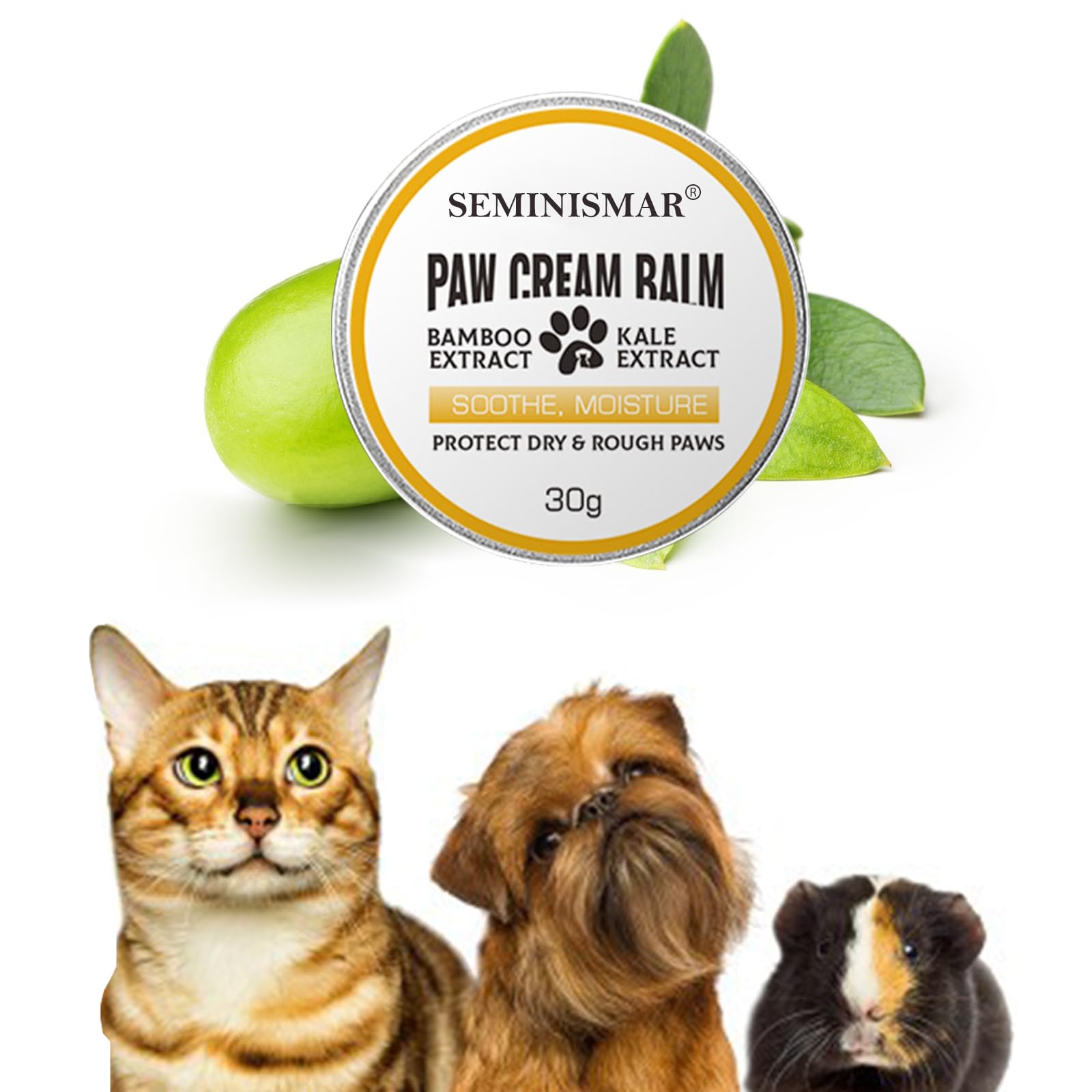 SEMINISMARPaw Balm, Paw Soother Cream, Dog Paw Balm, Paw Cream Dog Ointment, Paw Care Cat, for Strengthens the Resistance of the Paw Balls, Soothes and Protects the Skin, 30 g