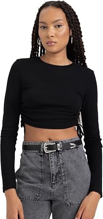 DeFacto Kadın Fitted Basic Uzun Kollu Crop Tişört