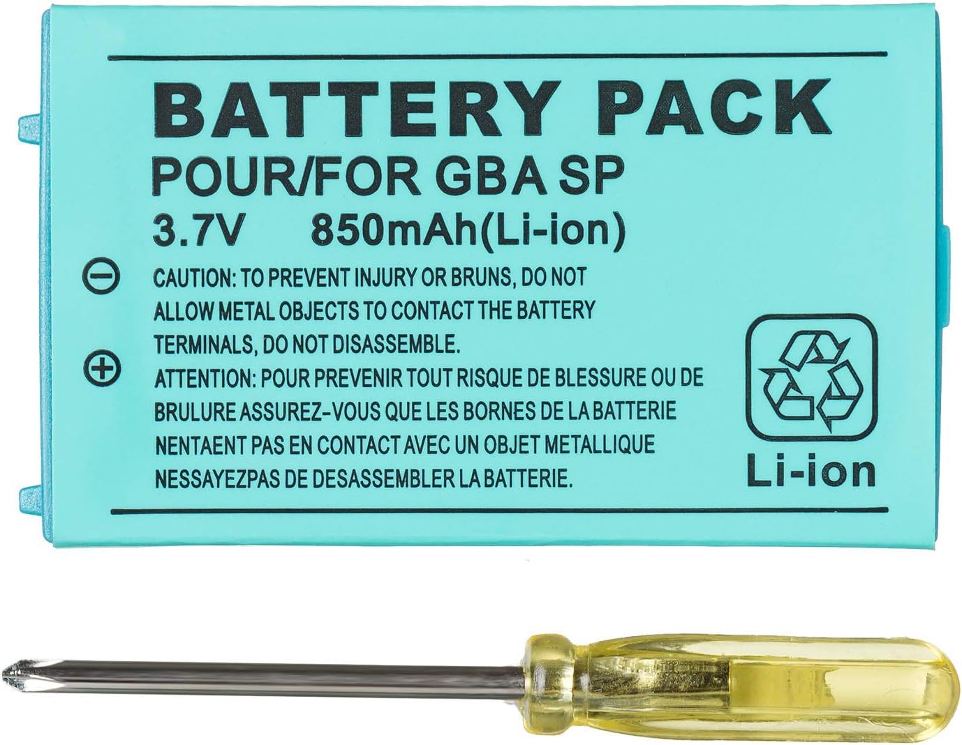 GBA SP 850mAh Rechargeable Lithium-ion Battery with Tool Pack Kit Compatible for Nintendo Gameboy Advance SP Battery
