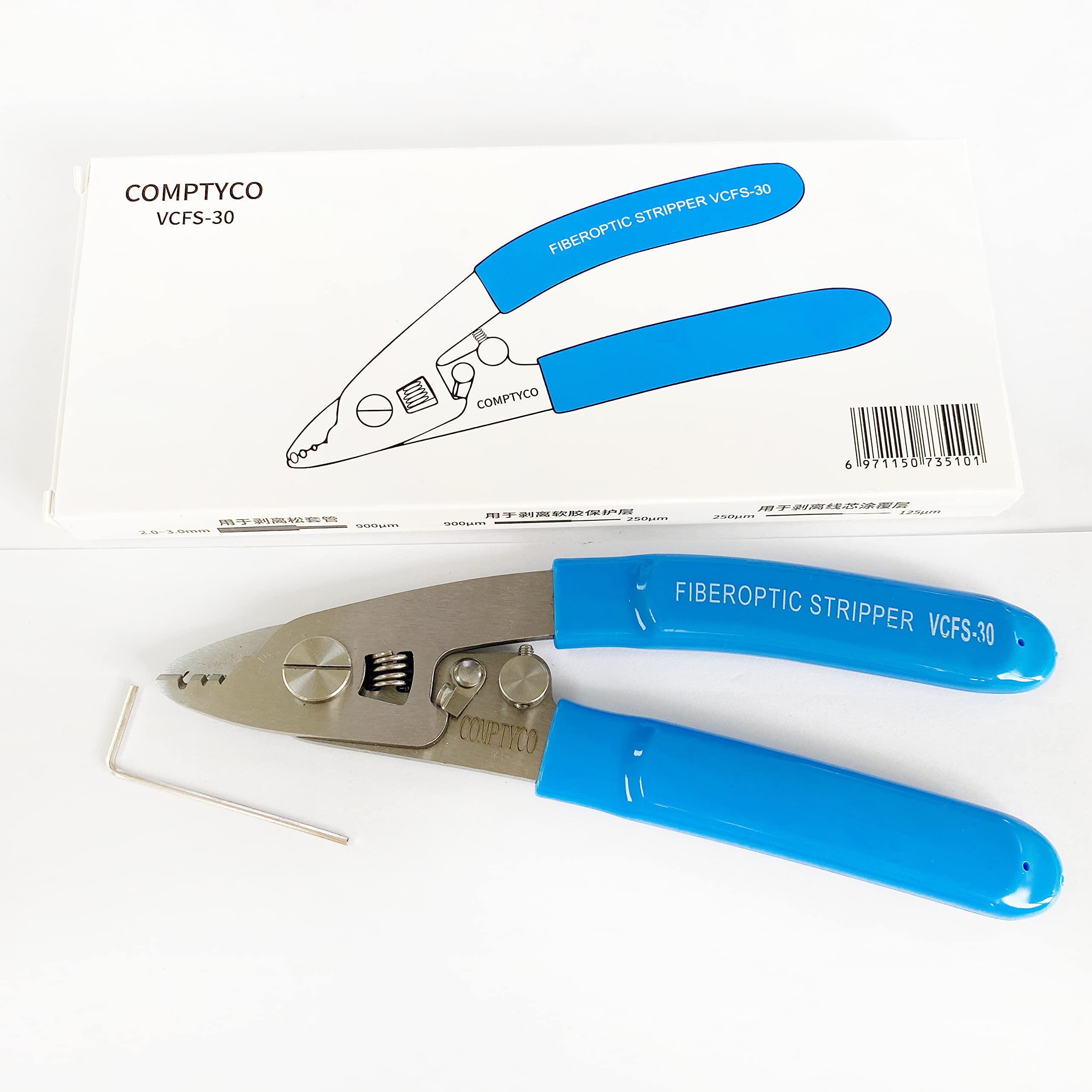 Dong YongCOMPTYCO Stainless steel VCFS-30 Three-port Fiber Optical Stripper Pliers Wire Strippers for FTTH Tools Optic Stripping Plier VCFS-30 Fiber Stripping Pliers(1PCS)