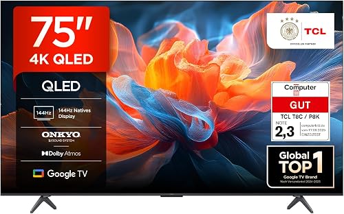 TCL 75T8C 75" QLED 4K HDR Ultra HD TV, Smart TV Powered b…