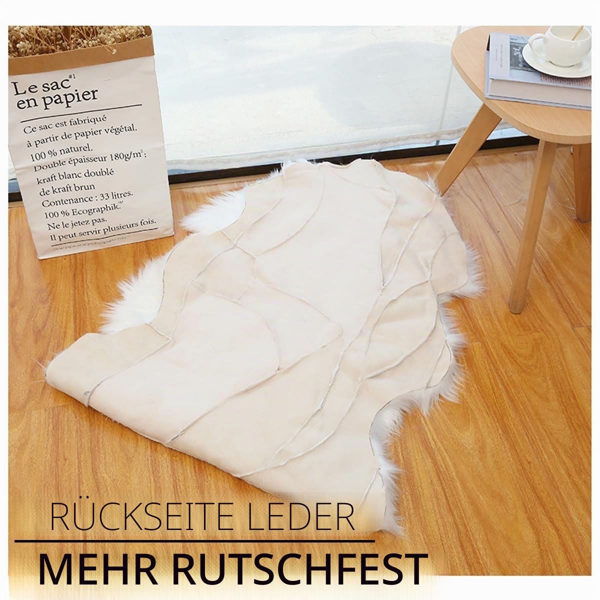 Faux Lammfell Schaffell Teppich 60 * 100cm Lammfellimitat Carpet Longhair Felloptik Flauschige Weicher Fellteppich Stuhlkissen Bodenteppich Sitzfelle Nachahmung Wolle Matte für Sofa Wohnzimmer