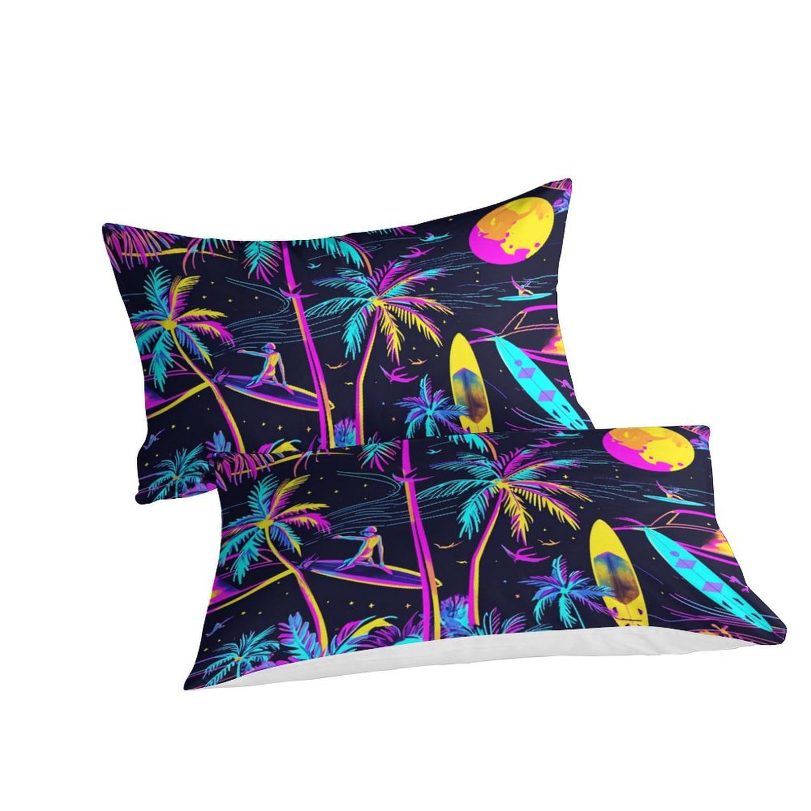Vacanze estive Stampati in 3D Set Biancheria Da Letto Microfibra Di Copripiumini Con Federa Con Chiusura A Cerniera 3 Pezzi Per Bambini E Adulti Double（200x200cm）