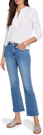 NIC+Zoe Womens Knit Eyelet Split Neck Top