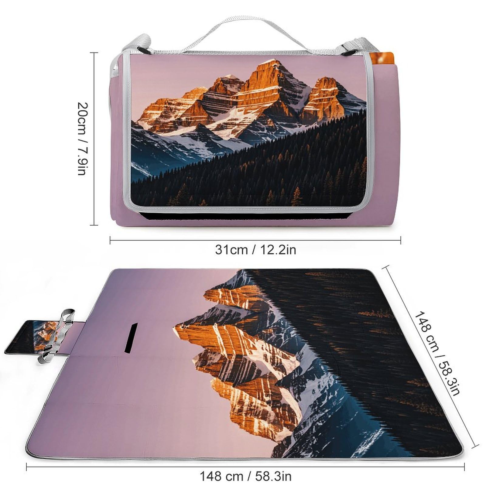 LMHLDSC Beach Blankets for Adults Waterproof Portable Foldable Rocky Mountains Outdoor Picnic Blanket Beach Mat for Camping Hiking Family Travel