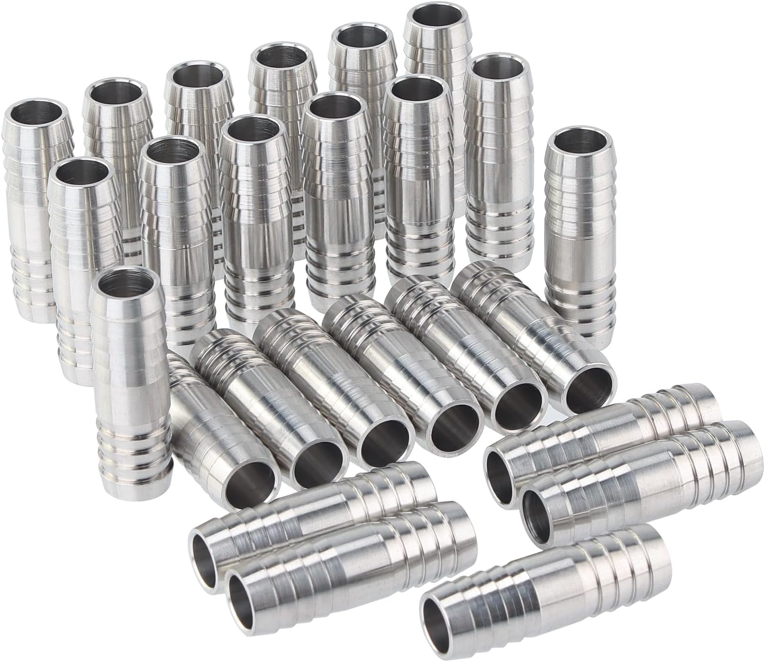 LTWFITTING Bar Production Stainless Steel 316 Barb Splicer Mender 1/2" Hose ID Fitting Air Water Fuel Boat (Pack of 25)