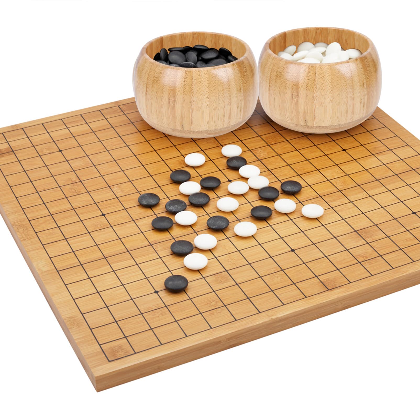 Totority 1 Paar Go-Glas Go-Spiel Go-Steinschale Go-Schachglas Holz Go-Schalen Go-Spielfiguren-Schale Schachfiguren-Aufbewahrungsschale Steine Schüsseln Go-Schachbehälter