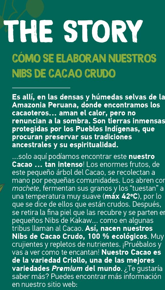 BAMBOO STORY | Nibs de Cacao 900 g | Crudo y Bio | 100% Perú | Criollo | Sin Azúcares Añadidos | Vegano