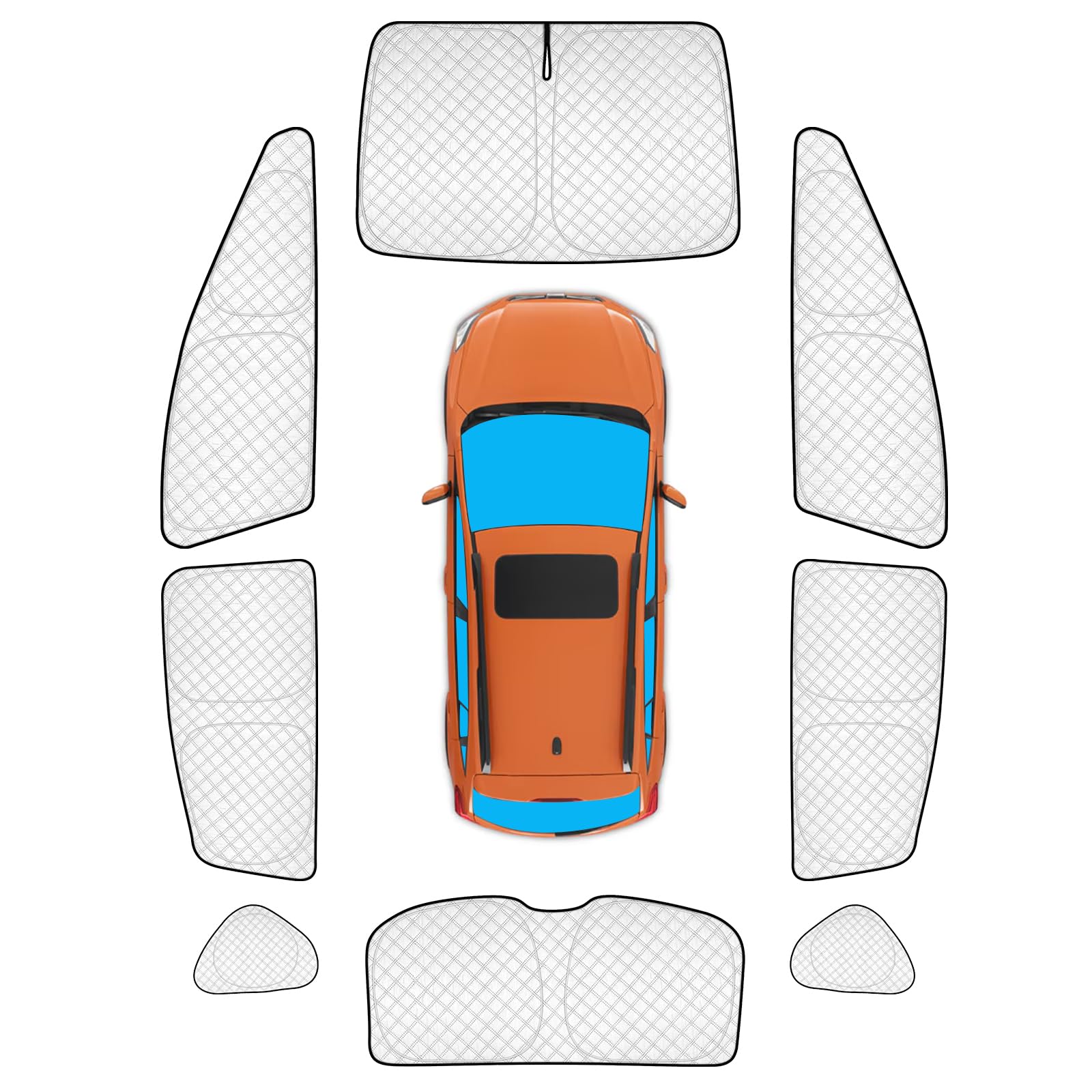 KMF 8pcs Thicken Sun Shades Custom Fit for Subaru Crosstrek 2013-2017 Accessories, Full Window Privacy Car Window Covers Sunshade for Windshield Side Rear, UV Block and Blackout for Camping Outdoor