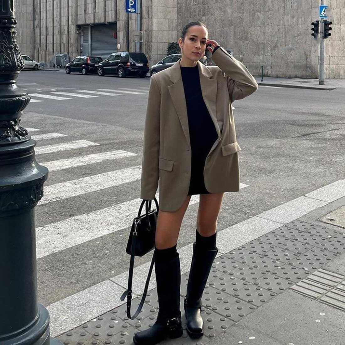 FIFSY Knee High Boots for Women Chunky Heel Buckle Boots Square Toe Pull On Motorcycle Biker Riding Boots Low Heel Tall Booties - Image 7