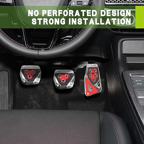 Miniatura 4 de Almohadillas para pedal de automóvil, kit de placa de descanso de pedales, fundas para pedal de gas, almohadillas de pedal de freno de acelerador,