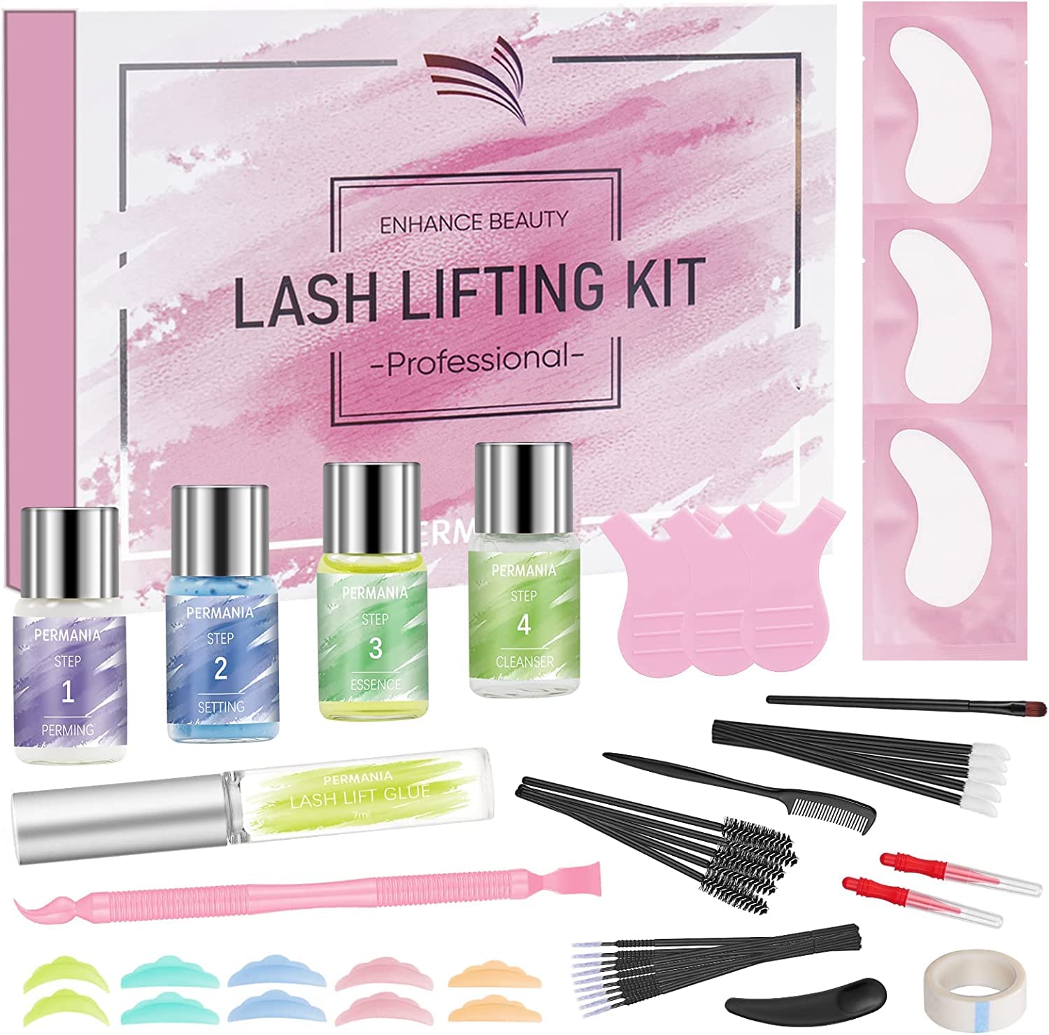 PERMANIA Lash Lift Kit | Brow Lamination, 2 in 1 Solution Eyelash Perming Kit, Easy for Beginner | Safe Formula, Salon Quality Lash Curling for Salon and Home Use