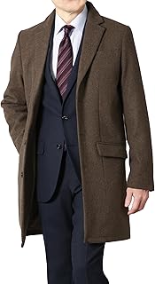 [スーツジャパン] チェスターコート コート メンズ メルトンウール混 ハーフコート スリム ビジネス カジュアル アウター 通勤 通学 秋冬 オシャレ 防寒 coat16
