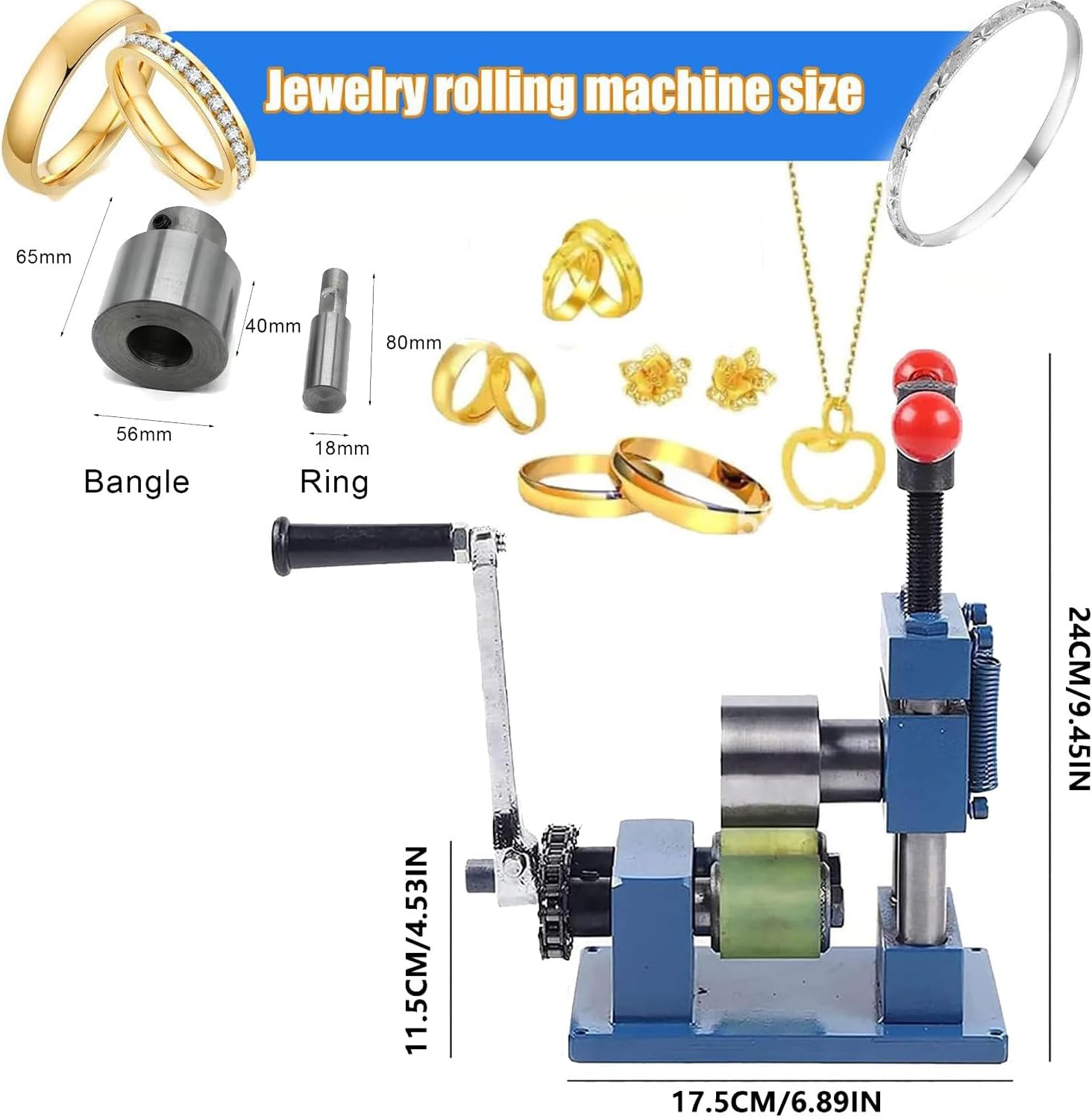 Hand Crank Ring and Bracelet Bending Machine, Spoon Shape Ring Bending Machine Tool, Multifunctional Hand Crank Ring Metal Earring Jewelry