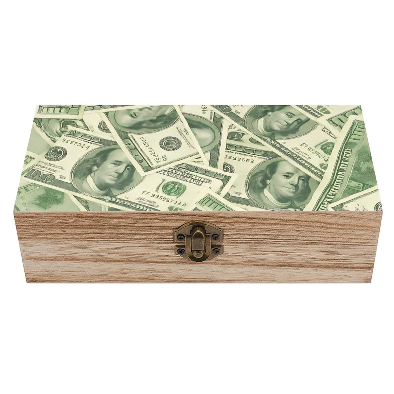 HLBSDM Dollar Retro Wooden Storage Box Jewelry Art Gift Boxs Decorative Keepsake Boxes