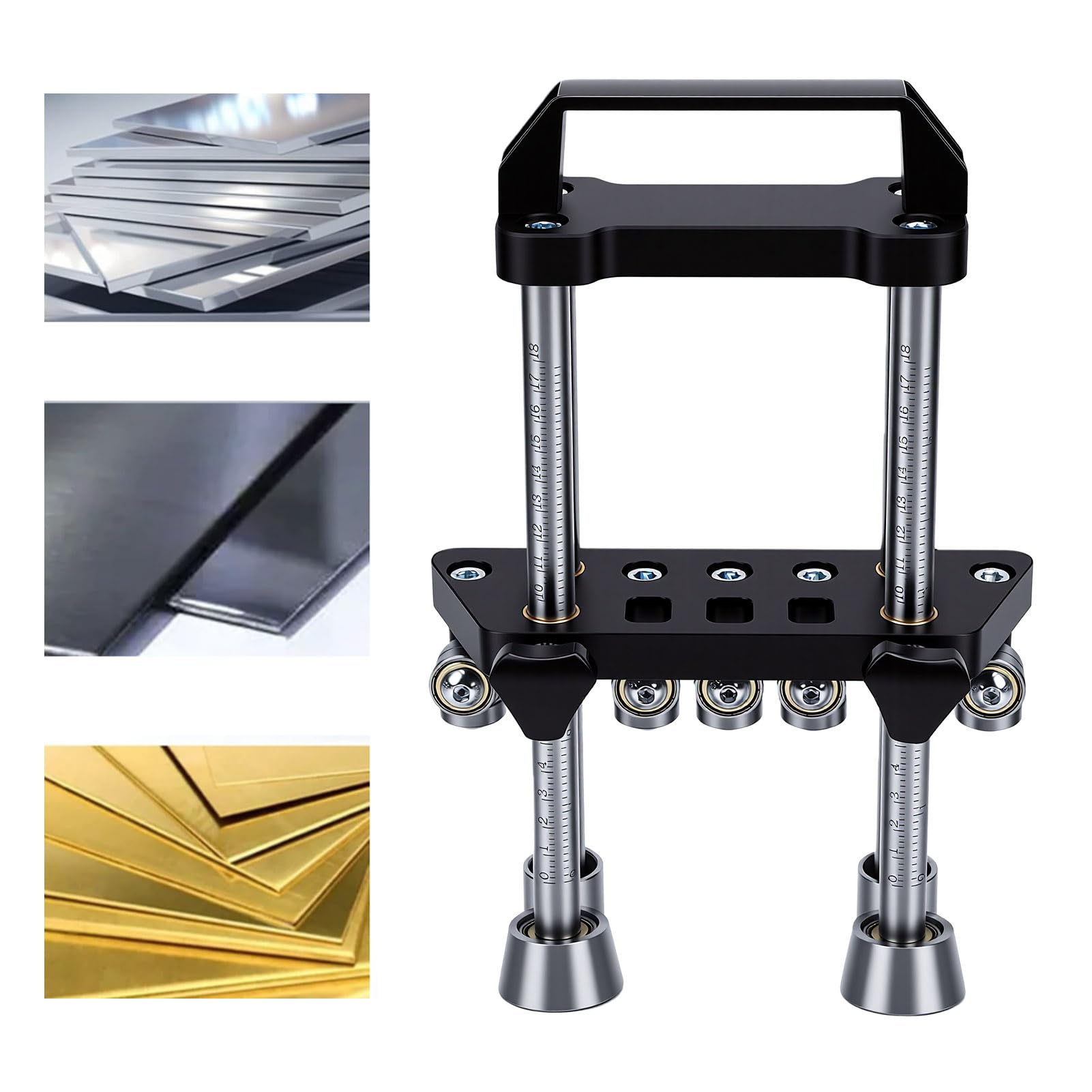 Luocute Wałek do Blachy, długość Robocza 0,26–7 Cali | 2-pozycyjne Narzędzie do Gięcia Pod Kątem 0–100°, Rolki ze Stali Nierdzewnej i Aluminiowy Uchwyt, do Metalowych pokryć