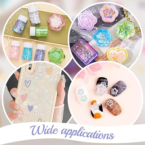 Miniatura 6 de OLYCRAFT 9500 piezas de lentejuelas brillantes con estampado de patas, rellenos de resina de 0.236 x 0.276 pulgadas, diseño de pata de gato,