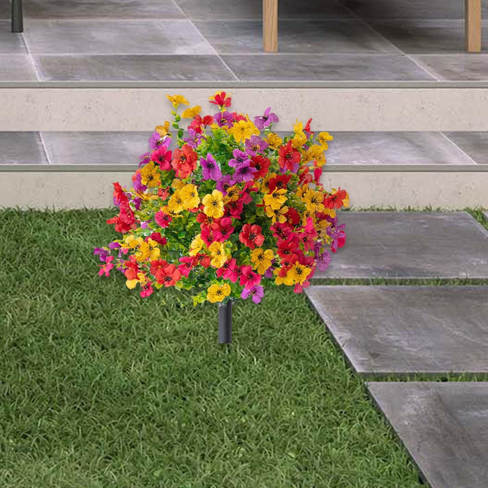 Qianly Kunstblumen Bund Künstliche Blumen Gartenstrauß Zierpflanze mit Stiel Dekoblume aus PP für Balkon Fensterbank Wohnzimmer für Hochzeitsdekoration, Buntes Violett