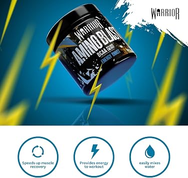 Warrior Amino Blast BCAA Powder 270g – Fruit Salad Flavour, BCAA Supplement for Muscle Recovery, Energy, Endurance, Hydration, Pre & Post Workout Nutrition - Energy Burst