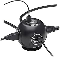Vista 42 de Tripp Lite TLP66USB - Torre protectora de sobretensiones con puertos USB, 1200 julios, 5 tomas, 3 puertos USB, cable de extensión trenzado