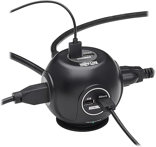 Miniatura 42 de Tripp Lite TLP66USB - Torre protectora de sobretensiones con puertos USB, 1200 julios, 5 tomas, 3 puertos USB, cable de extensión trenzado