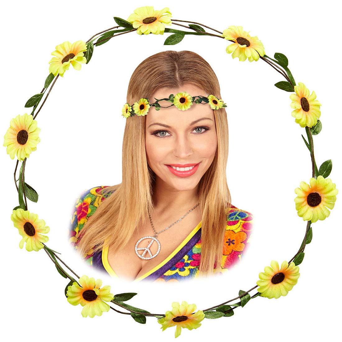 NET TOYS Blumen-Kranz Haarschmuck Rot – Boho-Style, Für Damen, Perfekt Für 70er-Party, Karneval & Festival