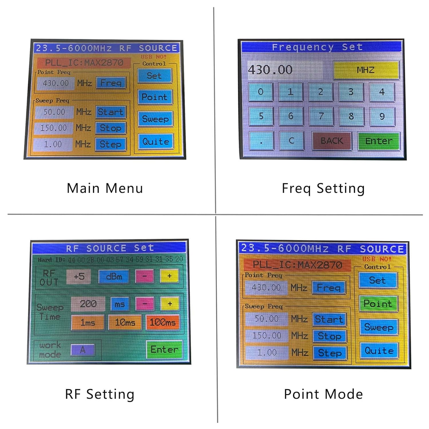 Upgraded MAX2870 Rf Signal Generator Source 23~6000Mhz High Precision Frequency 2.8 inch Touching Screen Single Point Sweep Mode Data Cable SMA Female Counter-Control Noise Source