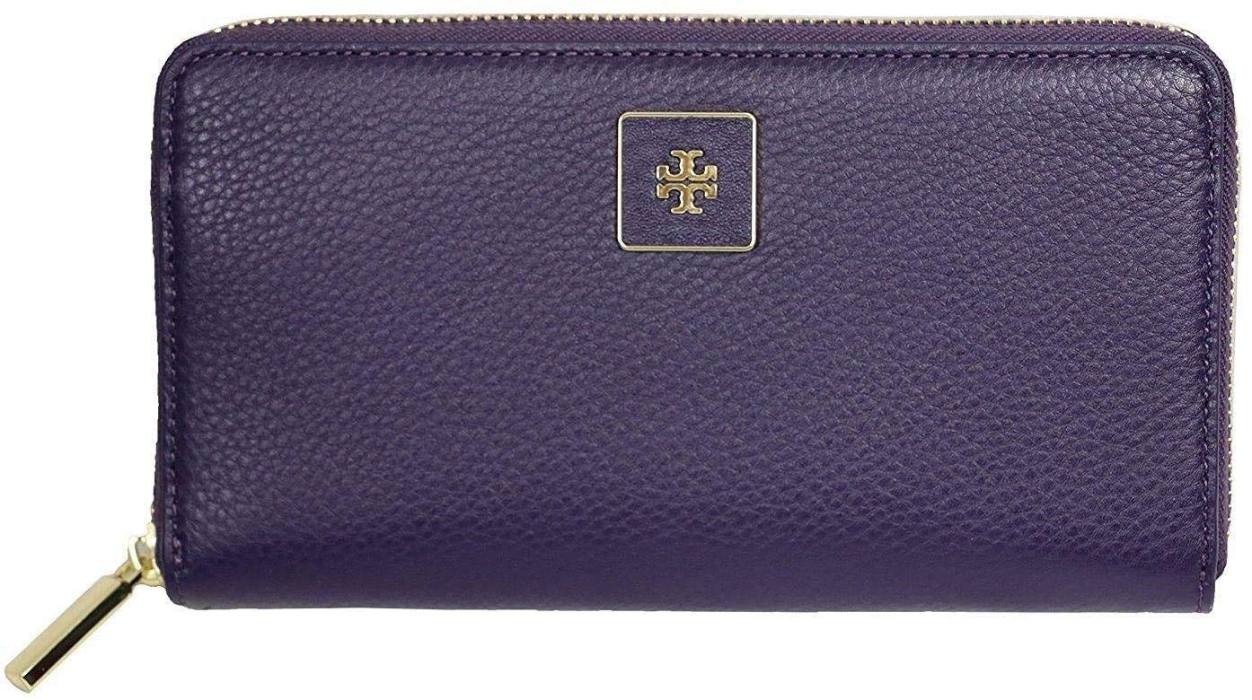 Tory Burch Women’s Luxury Zip Around Wallet, Smooth Leather – Purple