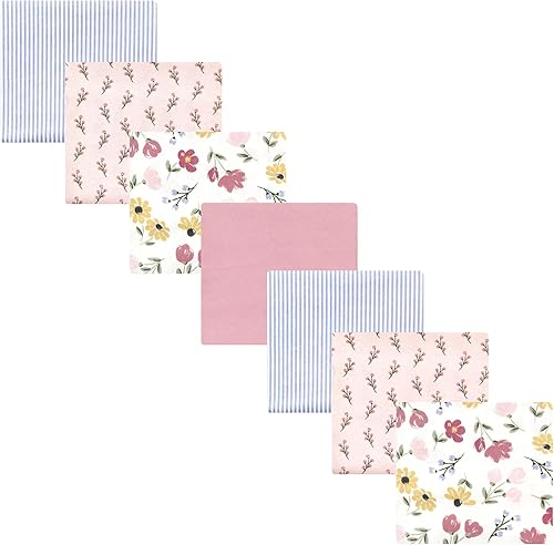 Miniatura 180 de Hudson Baby Paquete de 7 mantas receptoras unisex de franela de algodón para bebé, Dino Friends, talla única Abeja,Azul Verde Dino,Azul