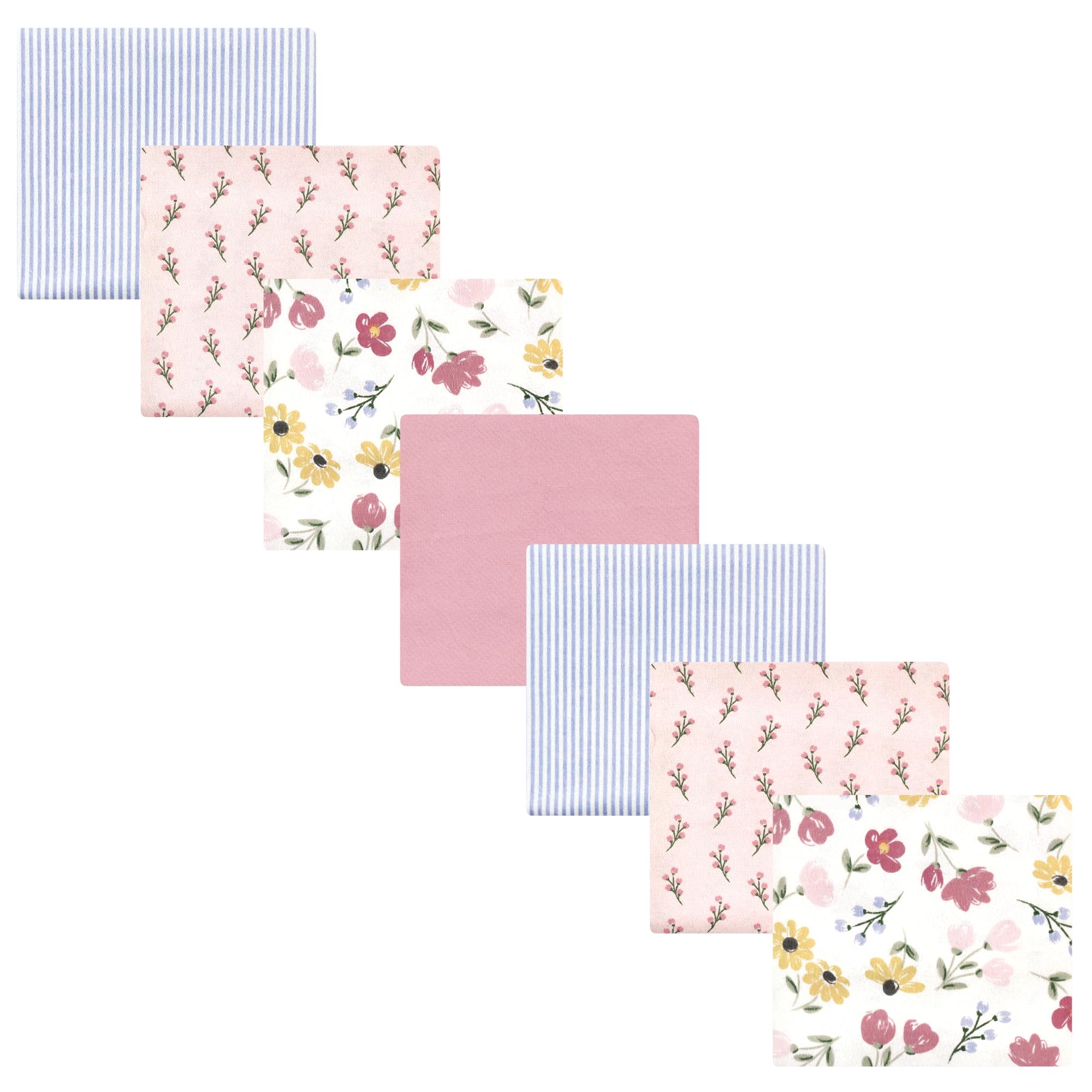 Hudson Baby Unisex Baby Cotton Poly Flannel Receiving Blankets Bundle, Soft Painted Floral, One Size
