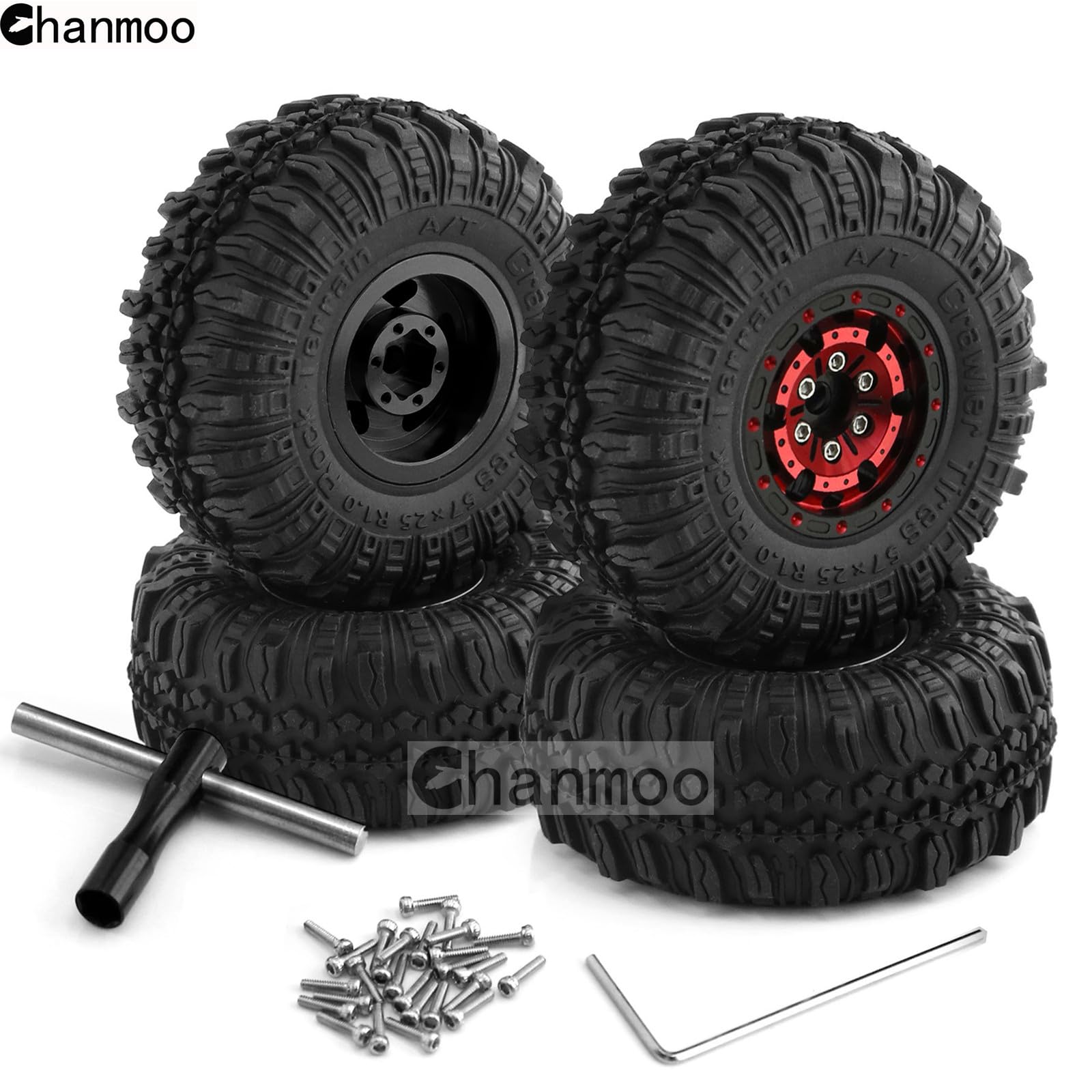 RS RC Fango Terrain Pneumatici 1.0 Beadlock Cerchioni Set Per 1 RS RC Fango Terrain Pneumatici 1.0 Beadlock Cerchioni Set Per 1