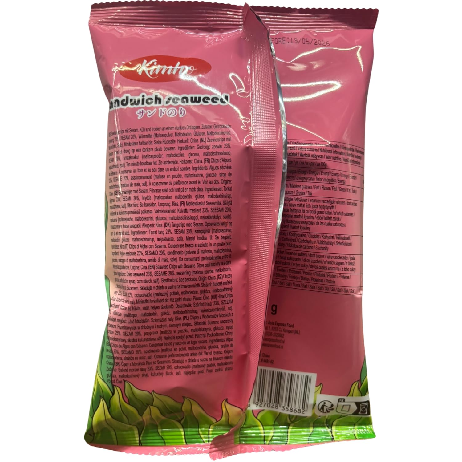 KIMHO - Chips di Alga Marina con Sesamo - Multipack (24 x 20 g)