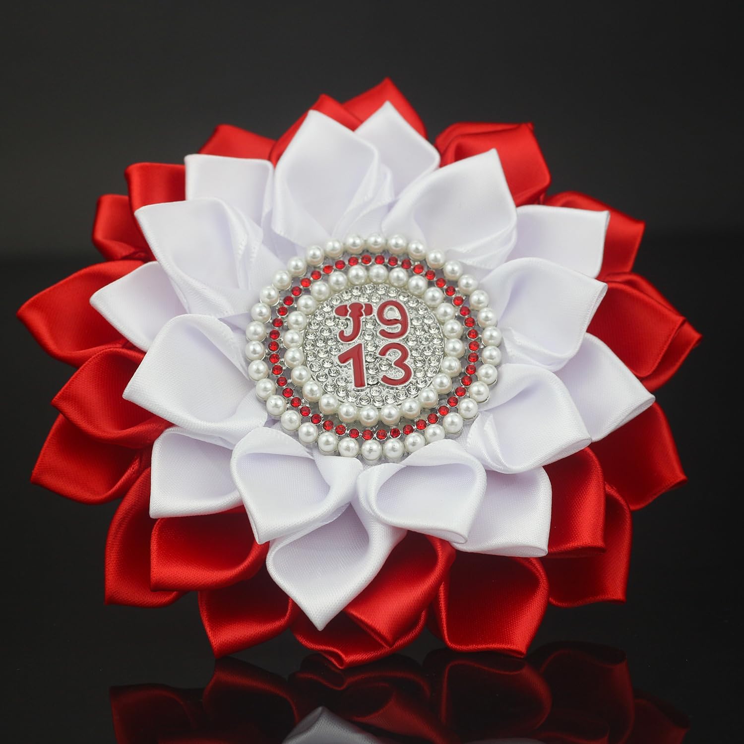 Sorority Flower Brooch Pin for Women Sorority Paraphernalia Gift Pearl Crystal Corsage with Red Elephant Sisterhood Jewelry for Soror - Image 5