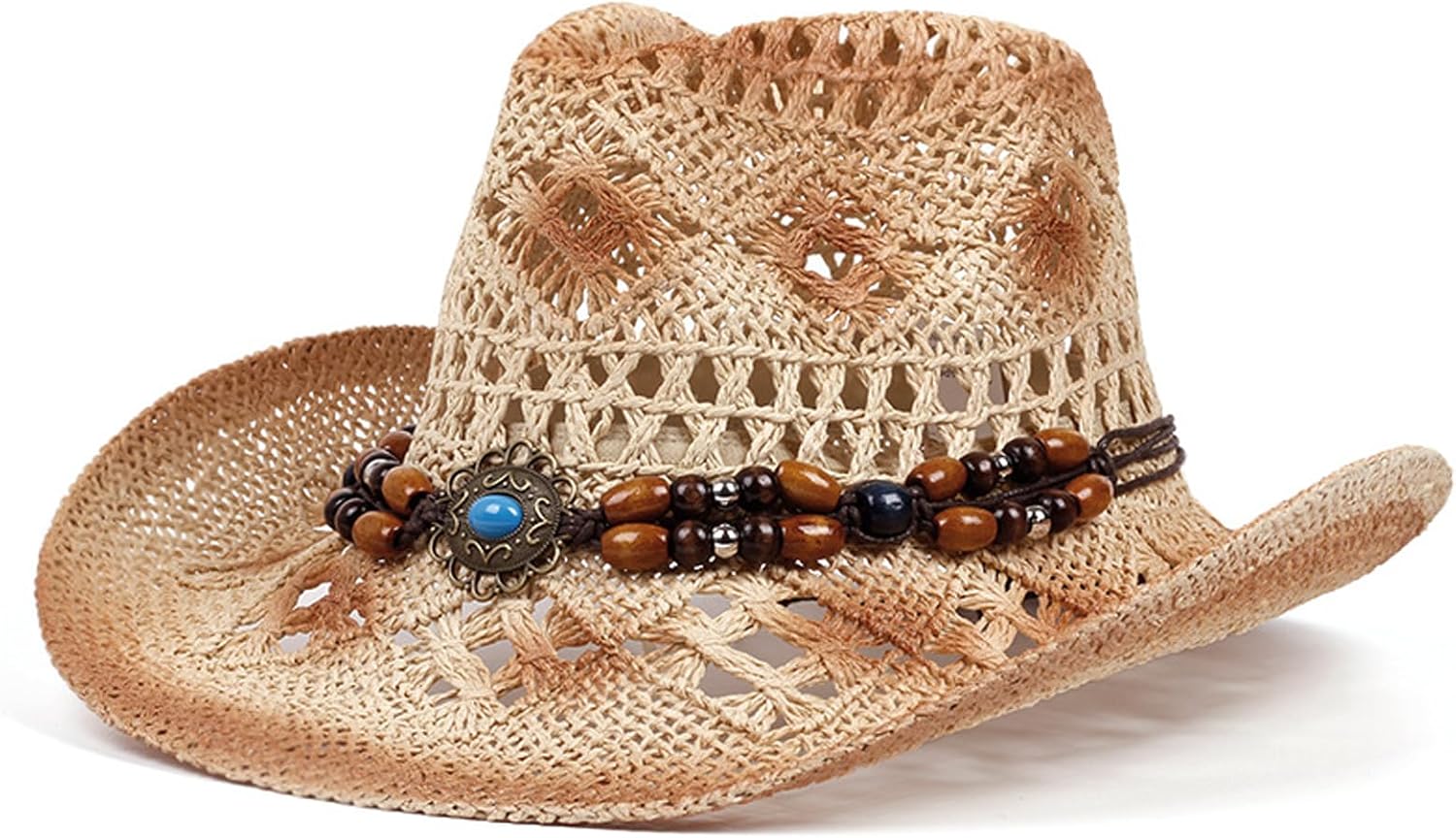 Straw Cowboy Hat for Men & Women - UV Protection, Adjustable, Lightweight, All-Season Western Hat with Removable Band
