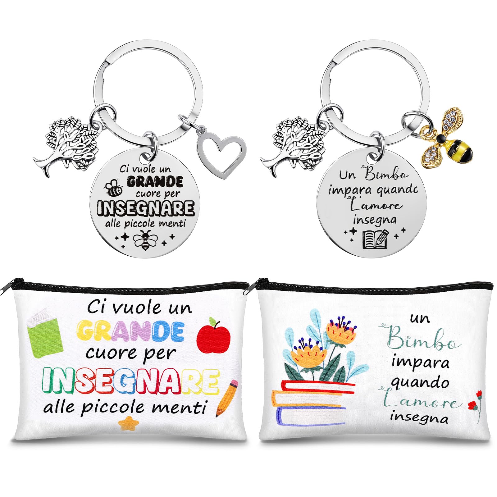 VivaJoy Set regalo di apprezzamento per insegnanti, borsa per il trucco, tazza da viaggio, portachiavi, regalo di compleanno per donne, regalo di ringraziamento per insegnanti