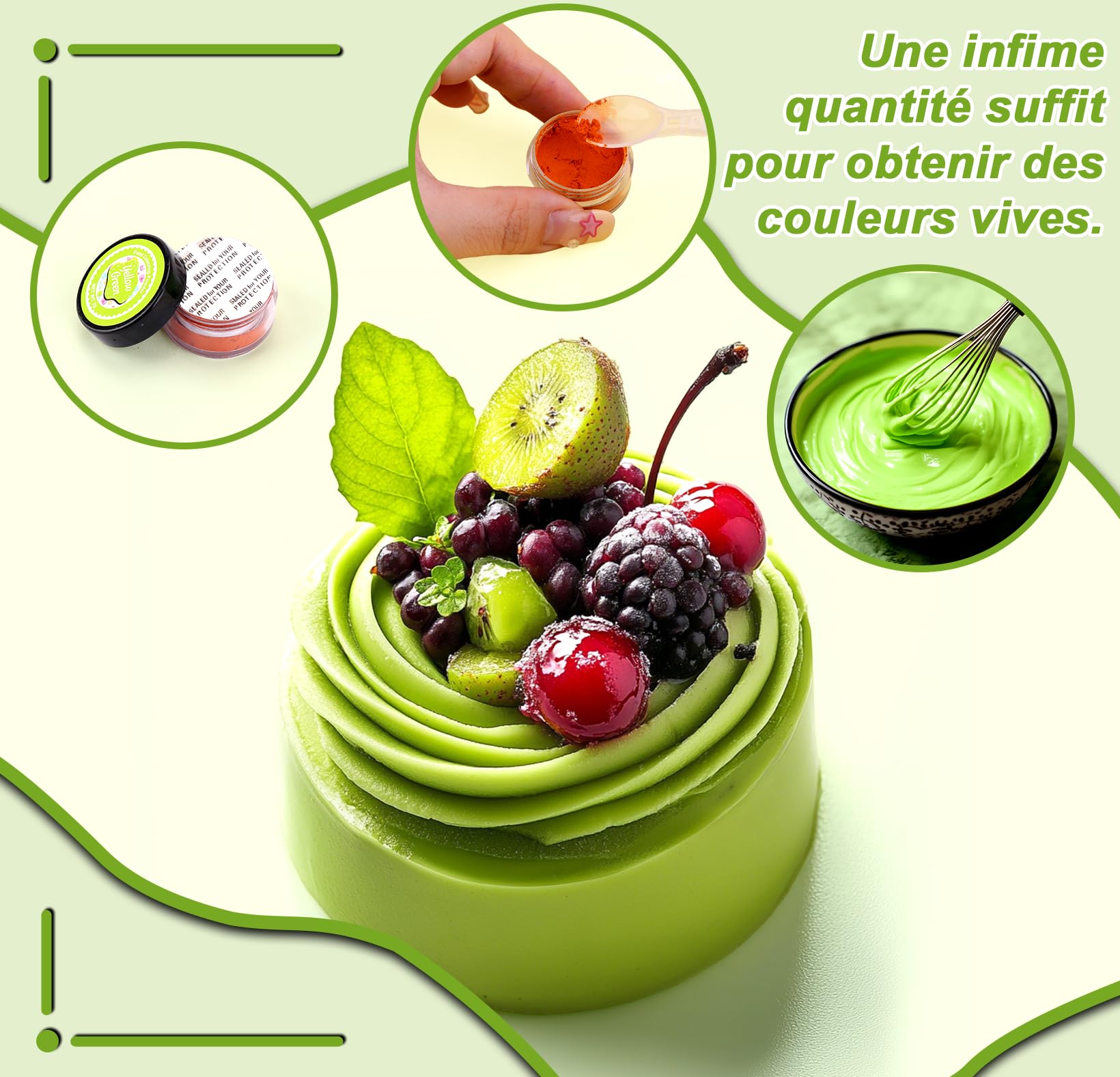 Colorant Alimentaire Poudre - 24 Couleurs Concentré Colorants Alimentaires pour Gâteau, Vegan, Peinture Alimentaire Poudre pour Glaçage, Fondant, Cuisson, Biscuits, Macarons, Bonbons - 2 g