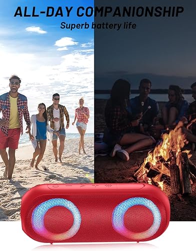 Miniatura 2 de Altavoces Bluetooth con luz, Bluetooth portátil de 30 W (rango de 100 pies), sonido estéreo fuerte, altavoces de ducha impermeables IPX7, luces de