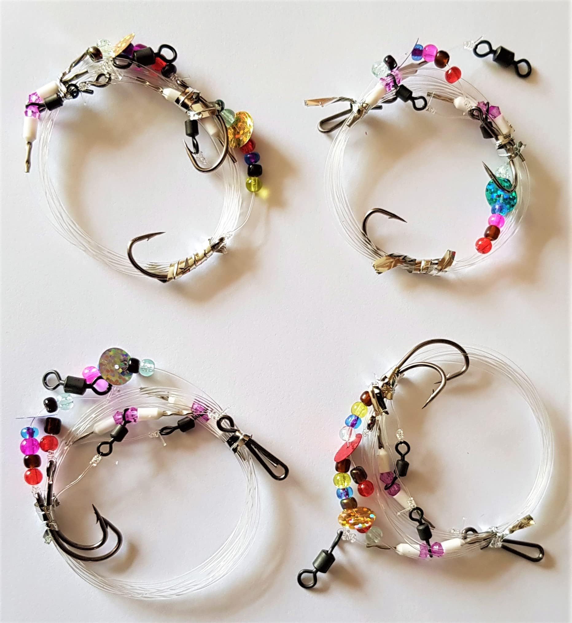 4 x QUALITY BRITISH HAND TIED SOLE/BREAM/FLATFISH/BASS SEA RIGS - LURES TACKLE FLAT FISH