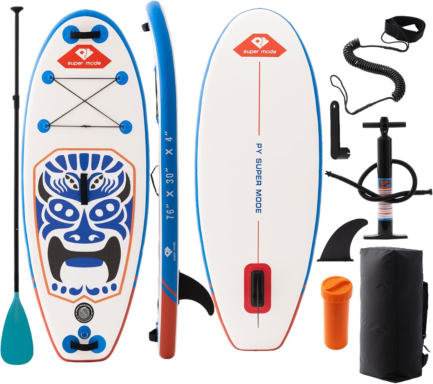 Inflatable Stand Up Paddle Board with Premium SUP Accessories - Backpack, Adjustable Paddle, Non-Slip Deck, Hand Pump, Leash, Fins, Waterproof Bag